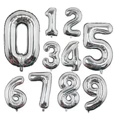 Kit 2 - Balão de Hélio Metalizado Decorativo Números de 0-9 Tamanho 18 Pol 40CM Prata