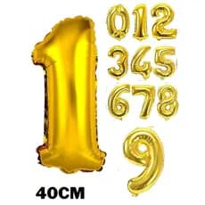 Kit 2 Balão Número 40cm Metalizado Para Festas Aniversários Decoração Evento Dourado