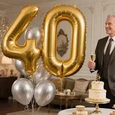 Kit 2 - Balão 32 Pol Metalizado Número 70 CM Balões Bexiga Aniversário Festas Decorações Dourado