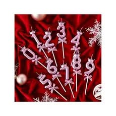 Kit 2 - Velas De Aniversario Numero Rosê Decorativo de Aniversário Topo De Bolo Com Coroa Laço
