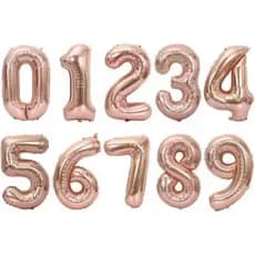 Kit 2 Uni De Balão Hélio Metalizado Decorativo Números de 0-9 Tamanho 16 Pol 40CM Rose
