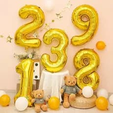 Kit 2 Balão 32Pol Metalizado Número 80CM Balões Grande Bexiga Aniversário Festas Decorações Dourado