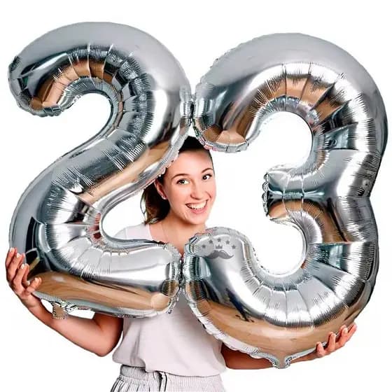 Kit 2 Balão 32Pol Metalizado Número 70CM Balões Grande Bexiga Para Aniversário Festas Prata