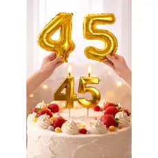 Kit C/4 - 2 Baloes De Numero 16pol 40cm + 2 Velas Cor Dourado