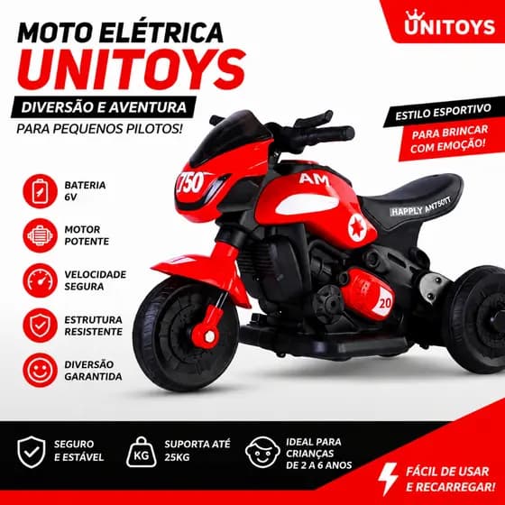 Mini Moto Elétrica Infantil Esportiva triciclo Bateria Recarregável Alta Performance