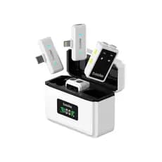 Microfone Basike BA-0005 de Lapela Sem Fio Profissional Para Android/IOS Branco - Entrada Tipo-C e Lightning