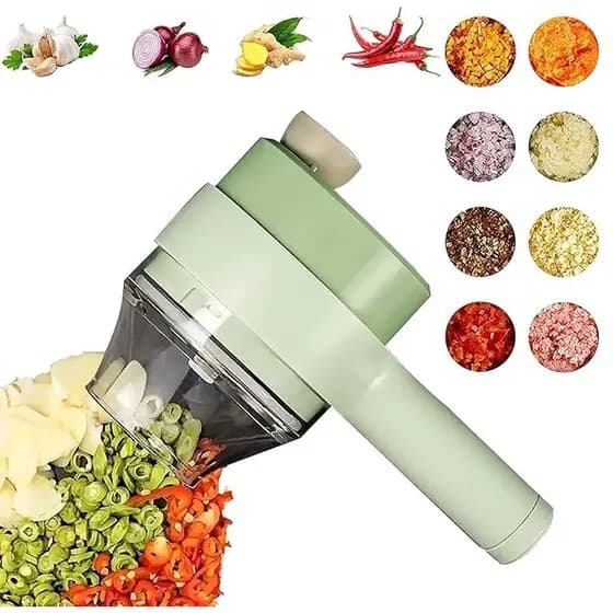 Conjunto De Fatiador De Vegetais Elétrico Portátil 4 Em 1