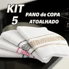 Kit 5 Panos de Prato Xadrez 40x65 Atoalhado Copa Toalha De Cozinha