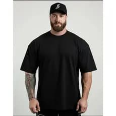 Camisa Preta Masculina Plus Size Camiseta Gola Alta Casual