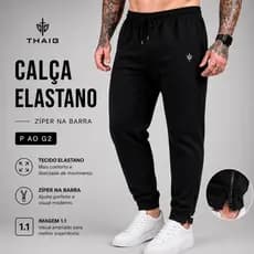 Calça Preta Tactel Com Ziper Masculina Dry Fit P ao G1 Academia ,Treino