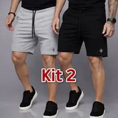 Kit 2 Bermuda Masculina Moletom Leve Short Masculino Plus Size Basico Moletinho P ao G4