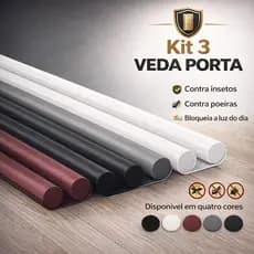 Kit 3 / 2 Veda Porta Impermeável Duplo Proteção Protetor de Porta Rolinho 80cm  Ajustavel