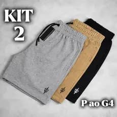 Kit 2 Bermuda Masculina Moletinho Short Plus Size Casual Moletom P ao G4