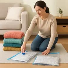 Kit Saco a Vácuo Organização de Roupas Mala Viagem Guarda Roupa com bomba vácuo