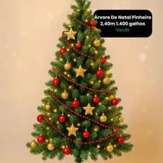 Árvore de Natal Luxo Pinheiro Verde com Base de Ferro 1,80 m | 2,10 m | 2,40 m Com Galhos Realistas