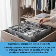 Organizador Gavetas Divisor Separador Modular Ajustavel Plastico Cinza
