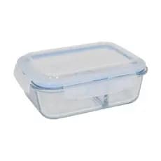 Pote Retangular Vidro com Divisória Hermético 1040Ml Marmita Frezeer Geladeira Microondas