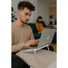 Suporte Notebook Branco Dobrável Ergonômico Mesa Portátil Leve Antiderrapante Laptop Ajustável