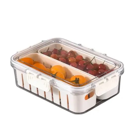 Organizador com Cesto e Tampa Para Geladeira Frutas Legumes