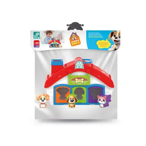 Brinquedo Educativo Casinha Pet Interativo Cão Gatinho Infantil Recreativo Colorido Sortido Encaixe Divertido