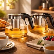 Kit Chaleira Vidro Inox Com Infusor Capacidade 950ml Bule Chá Café Durável Transparente