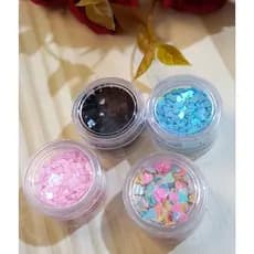 Kit 6 potinhos com Mini paetês corações, lantejoulas, shaker, para unhas, resina, topos de bolo e laços
