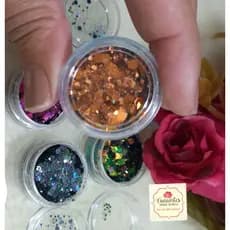 Kit Mix glitter flocado holográfico - Flocado, Camaleão, unhas, resina, maquiagem - 6 unidades