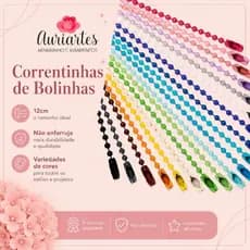 Corrente de bolinha colorida com fecho canoa para chaveiros, tags e acessórios