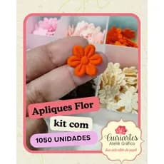1050 Apliques de flores prensadas em tecido em organizador com 21 cores para artesanato, laços, tiaras