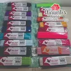 Kit com 5 - 10 ou 20 pacotes de Elástico chato 7mm colorido São José