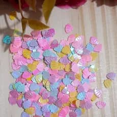 6 Potinhos de Glitter, Mini Paetês Candy, Lantejoulas, Resina, Laços