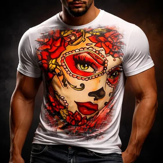 Camisa Camiseta Caveira Mexicana Batom