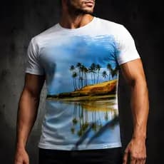 Camiseta Paisagem Praia Mar Ilha - Dicelli