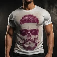Camiseta Skull Caveira Bigode Barba Oculos A