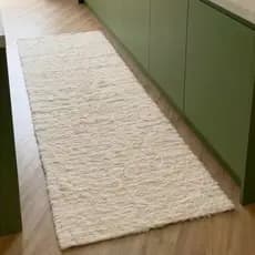 Passadeira Cozinha Quarto Tapete Boho 50 x 1,50 Artesanal Lavável Algodão Macio Dupla Face Cor Creme