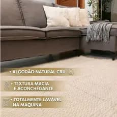 Tapete Boho Artesanal Cru Sala Quarto Macio Pesado Lavável