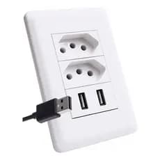 Tomada Bivolt Com Entrada Usb Parede 5v 2.1a Entrada 3 Pinos