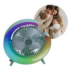 Ventilador Portátil Silencioso Rgb Com Luminária Ajustável