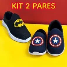 Kit Tênis Infantil Menino Calce Fácil Meia Confortável Macio 20 ao 32 Promoção Escolar Casual