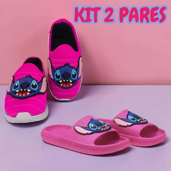 Kit Tênis Calce Fácil + Chinelo Nuvem Slide Infantil Promoção