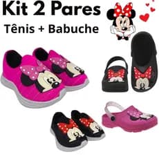 Kit 2 Pares Tênis Calce Fácil + Babuche Infantil Menina Confortável Original Leve Promoção Macio