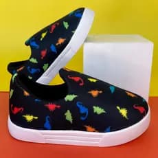 Tênis Infantil Menino Dino Estampado Calce Fácil Confortável Sola Reta Casual Escolar Promoção