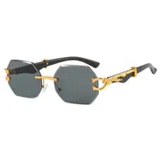 Óculos de sol poligonais sem moldura para senhoras Retro femininos Punk Anti-Ultravioleta Metal de condução Hip-Hop Trendy Outdoor