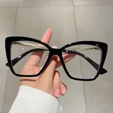 Retro novo estilo único olho de gato grande quadro Anti-luz azul óculos quadro moda senhoras transparente Metal óptico m