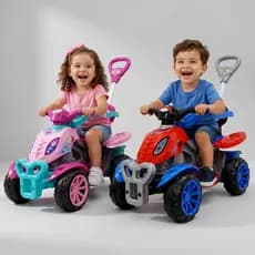 Carrinho de Passeio Maral Quadriciclo Menina e Menino 3 em 1 Velocipede Grande Com Pedal Haste