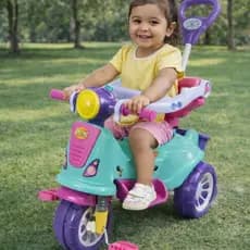 Triciclo Motoca C/ Guia Passeio E Pedal Avespa Pink Maral