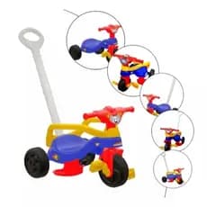Motoca Triciclo Infantil Velotrol Menino Menina Com Protetor e Empurrador Puxador Removível e Pedal