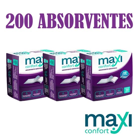 Kit 10 Pct Absorvente Geriátrico Maxi Confort C/20 UN Direto da Fábrica (200 Unidades)