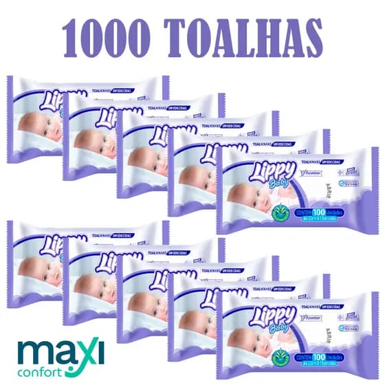 Kit 10 Toalha Umedecida Lippy Premium (1000 Toalhas)