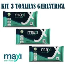 Kit 3 Pacotes Toalha Umedecida Geriátrica Maxi Confort (120 Toalhas)